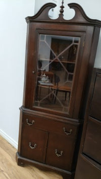 Espresso Wooden Corner Display Cabinet