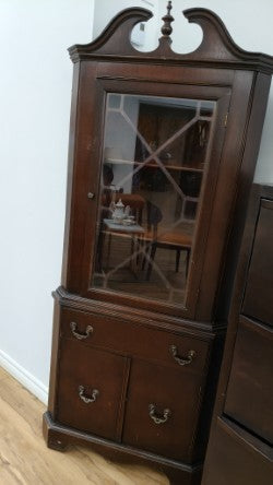 Espresso Wooden Corner Display Cabinet
