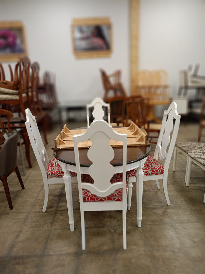 Dark Wooden Top Oval 5-Piece Dining Set