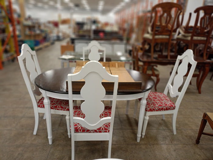 Dark Wooden Top Oval 5-Piece Dining Set
