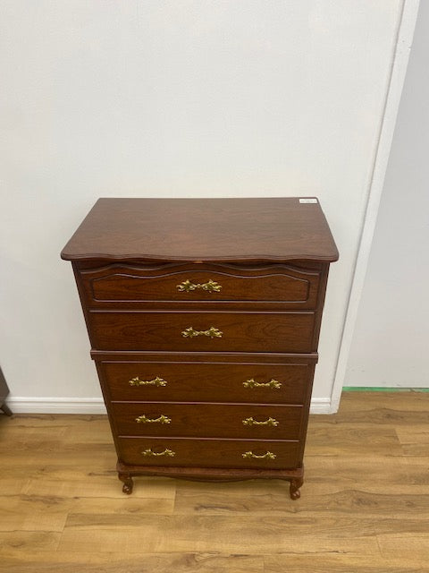 Vintage Medium‑Brown French Provincial‑Style Tallboy