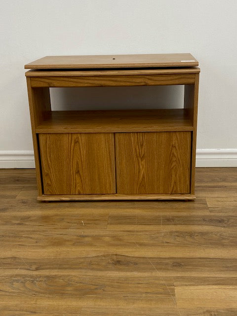 Medium Oak Finish TV Cabinet with Swivel Top