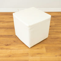 White Cube Faux Leather Small Ottoman