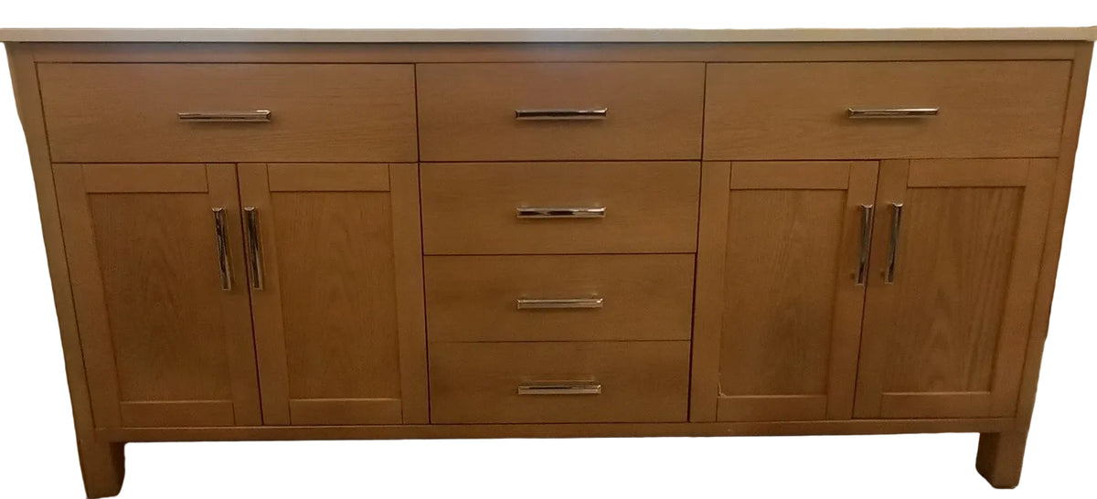 Spa Bathe Kate II 72-in Weathered Oak Double Vanity with White with Grey Specks Engineered Stone Top(Damage)