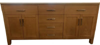 Spa Bathe Kate II 72-in Weathered Oak Double Vanity with White with Grey Specks Engineered Stone Top(Damage)