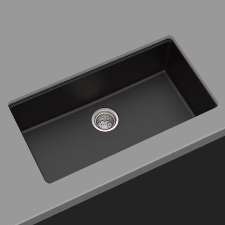 Kraus Undermount Granite Composite 32-inch Single Basin Kitchen Sink Kit in Black