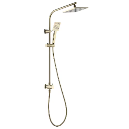 Glacier Bay Modern 8-inch 1-Function Wall Mount Rectangle Handshower & Showerhead Kit in Matte Gold