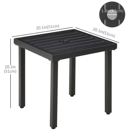 Outsunny Black Square Patio Outdoor Side & Accent Table