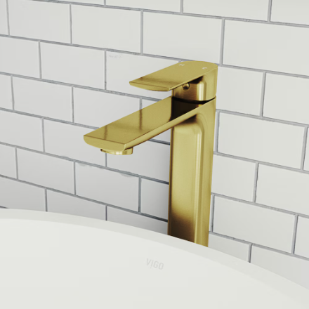 Norfolk Single Hole Single-Handle Vessel Bathroom Faucet in Matte Brushed Gold