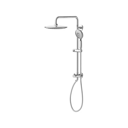 24" 4-Spray Round Wall Bar Chrome Shower Kit with Hand Shower