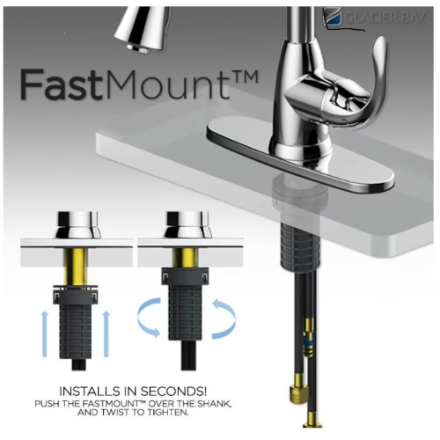 Glacier Bay Upson Touchless Pull-Down Sprayer Kitchen Faucet with TurboSpray and Soap Dispenser in Chrome, Valve & Deck Plate Included
