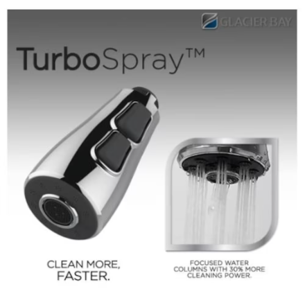 Glacier Bay Upson Touchless Pull-Down Sprayer Kitchen Faucet with TurboSpray and Soap Dispenser in Chrome, Valve & Deck Plate Included