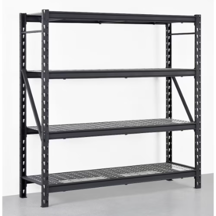 Husky 77-inch W x 78-inch H x 24-inch D 4-Shelf Heavy Duty Industrial Welded Steel Garage Storage Rack Shelving Unit in Black