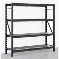 Husky 77-inch W x 78-inch H x 24-inch D 4-Shelf Heavy Duty Industrial Welded Steel Garage Storage Rack Shelving Unit in Black