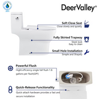 DeerValley 12 in. Rough In 1-Piece 1.28 GPF Single Flush 17 in. ADA Chair Height Elongated Toilet in White with Soft Close Seat
