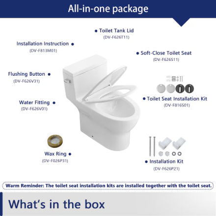 DeerValley 12 in. Rough In 1-Piece 1.28 GPF Single Flush 17 in. ADA Chair Height Elongated Toilet in White with Soft Close Seat