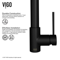 VIGO Laurelton Single-Handle Pull-Down Sprayer Kitchen Faucet in Matte Black