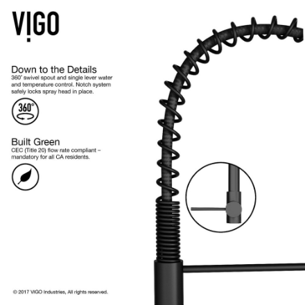 VIGO Laurelton Single-Handle Pull-Down Sprayer Kitchen Faucet in Matte Black