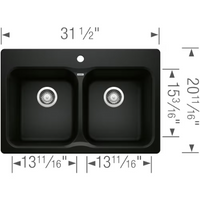 Blanco Vision 31.5 in. Double Bowl Dual Mount SILGRANIT Kitchen Sink