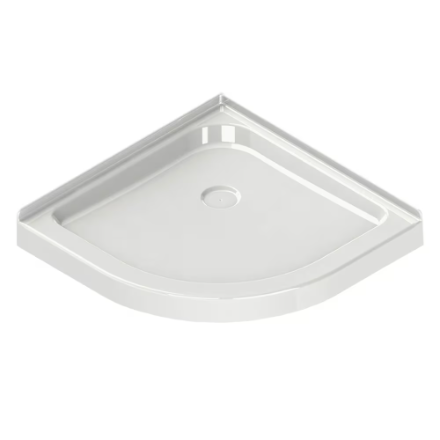 MAAX 32L x 32W x 3H-inch Neo-Round Corner Acrylic Shower Base Pan in White, Corner Drain