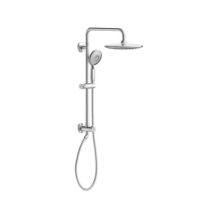 24" 4-Spray Round Wall Bar Chrome Shower Kit with Hand Shower