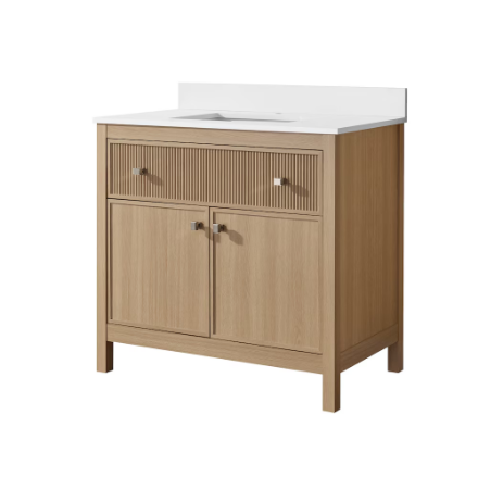 Glacier Bay Josine 36 inch W x 20.5 inch D x 34.5 inch H Light Oak Bathroom Vanity (Sink/Top is Not Included)