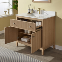 Glacier Bay Josine 36 inch W x 20.5 inch D x 34.5 inch H Light Oak Bathroom Vanity (Sink/Top is Not Included)