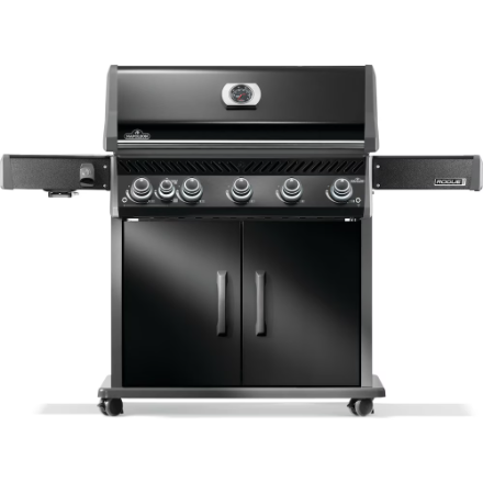 Napoleon Rogue PRO 625 5-Burner Propane Gas BBQ Grill in Black with Infrared Side Burner and Cast Iron Grids