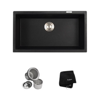 Kraus Undermount Granite Composite 32-inch Single Basin Kitchen Sink Kit in Black