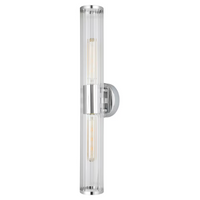 Eglo Varvara 2-Light Chrome Vanity Light with Ribbed Glass Shade
