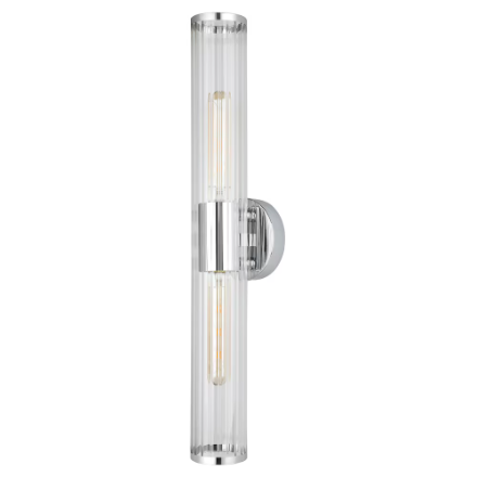 Eglo Varvara 2-Light Chrome Vanity Light with Ribbed Glass Shade