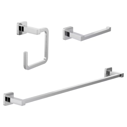 MOEN Bolt Chrome 3-Piece Bathroom Accessory (Paper Holder, Towel Ring, and 24-inch Towel Bar)
