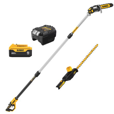 DEWALT 20V MAX Lithium-Ion Cordless Pole Saw and Pole Hedge Trimmer Combo Kit with 5 Ah Battery and Charger