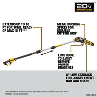 DEWALT 20V MAX Lithium-Ion Cordless Pole Saw and Pole Hedge Trimmer Combo Kit with 5 Ah Battery and Charger