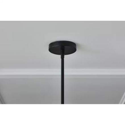 GlucksteinElements Windermere 6-Light Matte Black Morden Farmhouse Wagon Wheel Chandelier Tapered White Linen Shade
