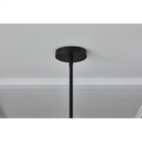 GlucksteinElements Windermere 6-Light Matte Black Morden Farmhouse Wagon Wheel Chandelier Tapered White Linen Shade