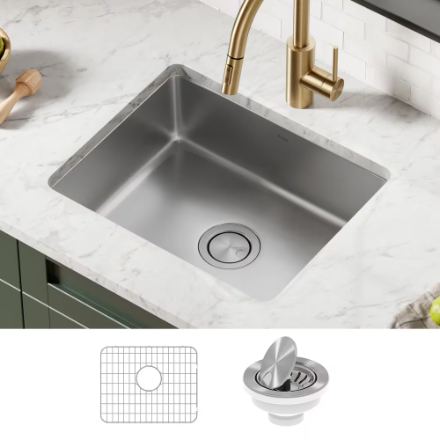 Kraus Dex 21 Undermount 16 Gauge Antibacterial Stainless Steel Single Bowl Kitchen Sink