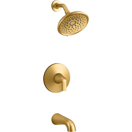 KHOLER Cursiva Shower Set in Brushed Brass