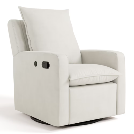 Storkcraft Timeless Recliner Glider with USB in Ivory
