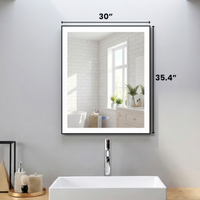 Nordic Canada Lilly Rectangle 30-inch x 35-inch LED Mirror with Backlit/Defogger/Dimming Function