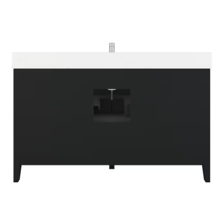 Art Bathe Houston 60 in W x 22 in D Black Vanity (Damaged Leg) with White Quartz Top with White Sink and Power Bar-Organizer