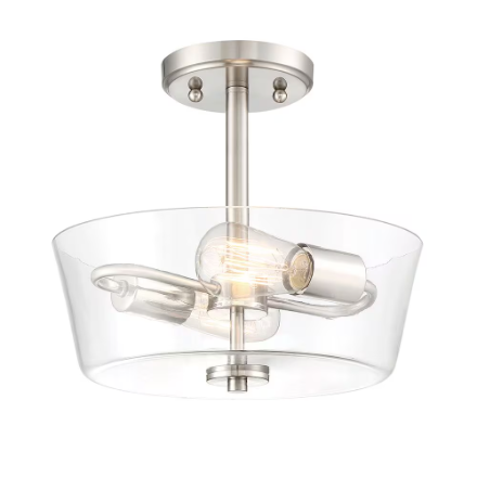 Hampton Bay 2 Light semi Flush,Brushed Nickel