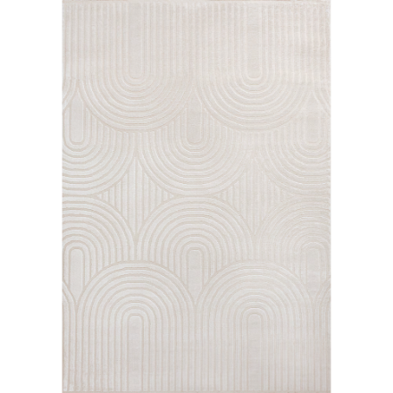 JONATHAN Y Ariana MidCentury Art Deco Striped Arches Two-Tone High-Low White/Cream 5 ft. x 8 ft. Area Rug