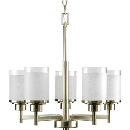 5 Light 20 inch Brushed Nickel Chandelier Ceiling Light