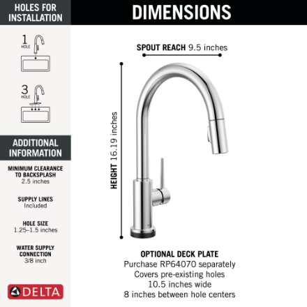 Delta Trinsic Single-Handle Pull-Down Sprayer Kitchen Faucet with Touch2O Technology in Chrome