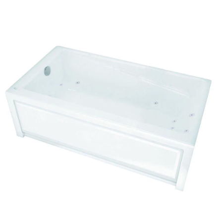 MAAX New Town IFS 60L x 32W x 20H Acrylic Rectangular Alcove Bathtub, Left Drain, in White with 10 Microjet Whirlpool