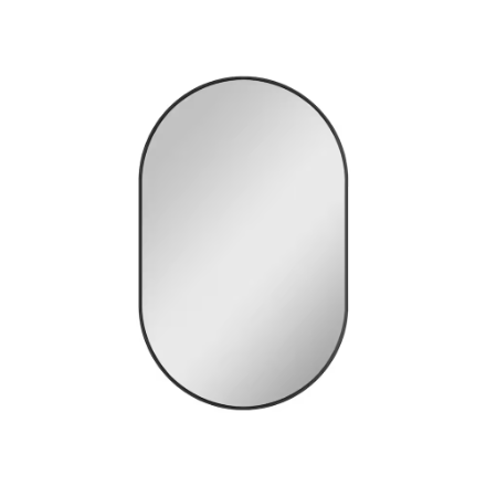 Oval 20-inch x 32-inch Wall-Mounted Framed Mirror in Matte Black