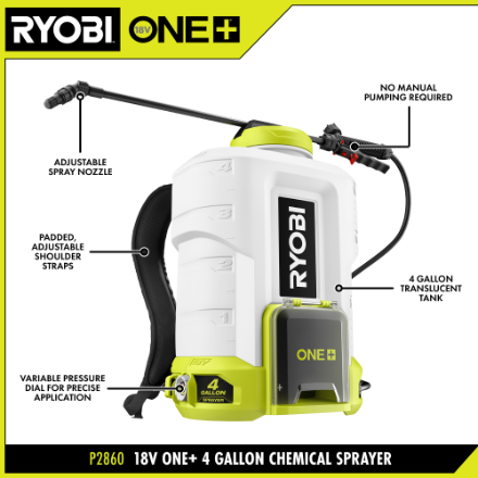 RYOBI 18V ONE+ Cordless Backpack Chemical Sprayer