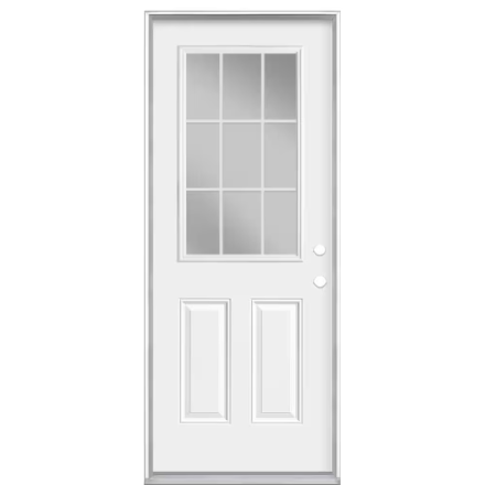 Masonite 32-inch x 80-inch x 4-9/16-inch 9 Lite Low-E Primed Steel Prehung Front Door