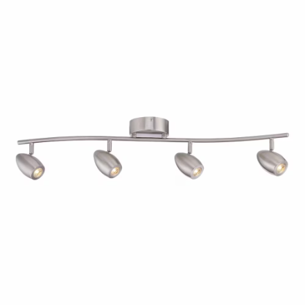 4 Head LED Curved Track in Brushed Nickel